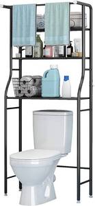 lot 2378 image: UDEAR 3 Shelf Bathroom Space Saver,Over The Toilet Rack,Bathroom Corner Stand Storage Organizer Accessories,The Washing Machine,with Hanging Rod,Bathroom Tower Shelf,Black