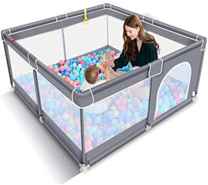 lot 2381 image: TODALE Baby Playpen for Toddler, Large Baby Playard, Indoor & Outdoor Kids Activity Center with Anti-Slip Base, Sturdy Safety Play Yard with Soft Breathable Mesh, Playpen for Babies(Gray,50���50��)