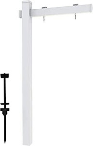 lot 5487 image: Vinyl PVC White Real Estate Sign Post with Flat Cap 6ft. Realtor Yard Sign Post, 36 Arm Holds Up to 24 Sign
