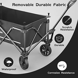 lot 5501 image: Collapsible Folding Wagon, Wagon Cart Heavy Duty Foldable with Removable Wheels, Utility Grocery Wagon for Camping Shopping Sports, S2