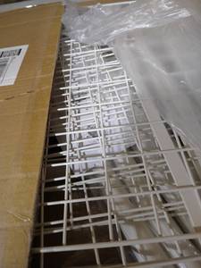 lot 5511 image: Basics Laundry Hamper Basket Butler Cart with Wheels and Hanging Rack, White