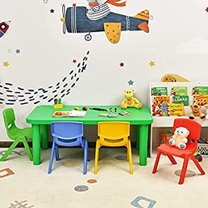 lot 5513 image: Visit the Costzon Store 4.8 out of 5 stars394Reviews Costzon Kids Chairs, Stackable Plastic Learn and Play Chair for School Home Play Room, Colorful Chairs for Toddlers, Boys, Girls (Multicolor, 4 Chairs)