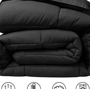 lot 5517 image: COHOME Oversizd Queen 2100 Series Fluffy Down Alternative Comforter - Quilted Duvet Insert with Corner Tabs All-Season - Soft Warm Luxury Hotel Comforter - Reversible - Machine Washable - Black