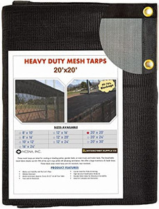 lot 5521 image: Windscreensupplyco (20 FT X 20 FT) Heavy Duty Black Knitted Mesh Tarp with Grommets 60-70% Shade Use for Shade, Green House, Garden, Canopy, Pools, Dump Truck