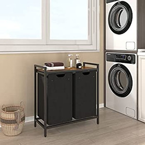 lot 5522 image: Laundry Hamper, Two-Color Laundry Basket with 2 Removable Laundry Sorter Bags and Top Shelf, Clothes Hamper for Laundry Room, Bathroom