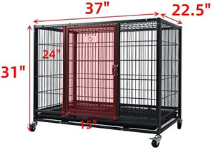 lot 5524 image: Homey Pet Heavy Duty Metal Open Top Cage w Floor Grid, Casters and Tray