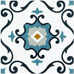 lot 5539 image: Retro Self Adhesive 12-Inch Vinyl Floor Tiles, 20 Tiles - 12 x 12, Mid Century Modern Slate Pattern - Peel & Stick, DIY Flooring for Kitchen, Dining Room, Bedrooms