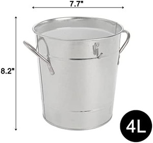 lot 5541 image: Ice Bucket with Scoop and Lid, Galvanized Metal Bucket with Carry Handles, Double Walled Wine Bucket Chiller, Beverage Tub for Parities, Picnics, Camping, Outdoor Bar Use, Silver