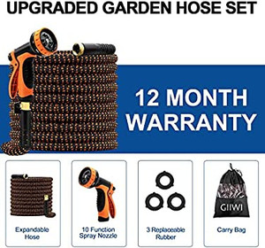 lot 5557 image: Expandable Garden Hose with Upgraded 10 Spray Nozzle, 100ft Lightweight Expanding Water Hose with Solid Brass Fittings, Extra Strength 3750D Durable Fabric, Gardening Flexible Latex Hose Pipe by