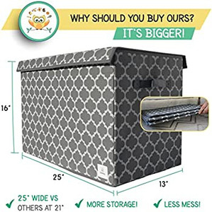 lot 5558 image: Large Toy Box for Boys Girls Kids - Toybox Collapsible Lightweight Foldable - Toy Storage Bin Playroom Nursery Home Room Organization (Grey)