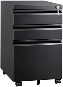 lot 5566 image: Desk Metal Filing Cabinet for LegalLetterA4 File, Fully Assembled Except Wheels, white
