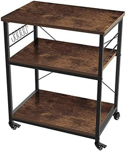 lot 5580 image: Concept Kitchen Microwave Cart 3-Tier Kitchen Utility Cart and Rolling Bakers Rack