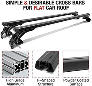 lot 5594 image: Universal Roof Rack Cross Bars for Cars Without Rails, 51 (Up to 54) Black Aluminum Crossbars for SedanSUVPickup Truck w Bare Roof, 150 lbs Capacity1 Pair