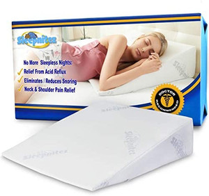 lot 5601 image: Sleepnitez 8 Bed Wedge Pillow for Acid Reflux, Luxurious 3.25 Memory Foam Pillow Wedge for Sleeping, Anti Snoring, GERD, Post Surgery. Enclosed in a Tencel Bamboo Washable Cover
