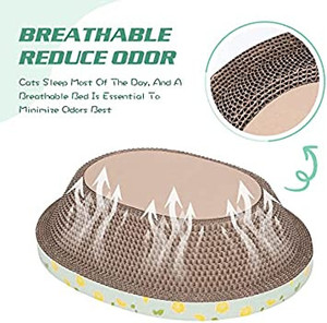 lot 5623 image: Oval Cat Scratcher Lounge Cardboard Scratch Pad Large Cats Bed Scratching Box, Furniture Protection Training Cat Toy