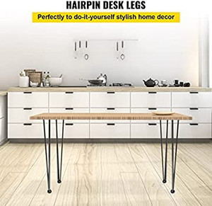 lot 5632 image: Happybuy Hairpin Table Legs 40 Black Set of 4 Desk Legs 880lbs Load Capacity (Each 220lbs) Hairpin Desk Legs 3 Rods for Bench Desk Dining End Table Chairs Carbon Steel DIY Heavy Duty Furniture Legs