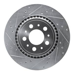 lot 7432 image: Dynamic Friction 631-27039L - Drilled and Slotted Silver Zinc Brake Rotor