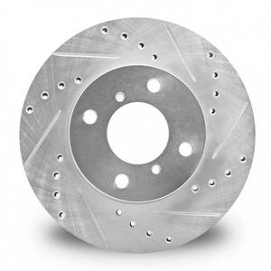 lot 7434 image: Dynamic Friction 631-27039R - Drilled and Slotted Silver Zinc Brake Rotor May Vary Slightly From Stock Photos