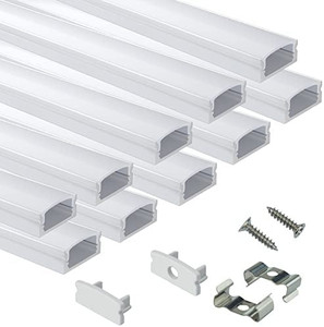 lot 7446 image: Muzata 10Pack 4FT1.2M Aluminum LED Channel for LED Strip Lights
