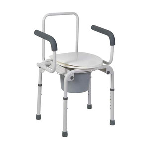 lot 7457 image: Drop-Arm Commode in Steel