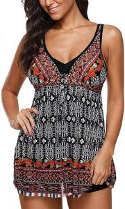 lot 7513 image: LAMISSCHE Womens 2 Piece Swimsuits Tankini Top Set with Boy Shorts Slimming Control Swimdress Swimwear