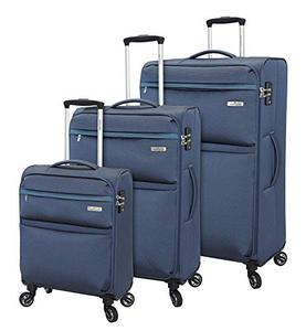 lot 7529 image: Regent Square Travel - Luggage Set With Spinner Goodyear Wheels - Built-In TSA Lock - Set of 3 Pieces - Soft Case - Night Blue