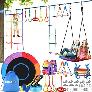 lot 7530 image: Jugader 50FT Ninja Warrior Obstacle Course for Kids