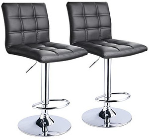 lot 7543 image: Leopard Modern Square PU Leather Adjustable Bar Stools