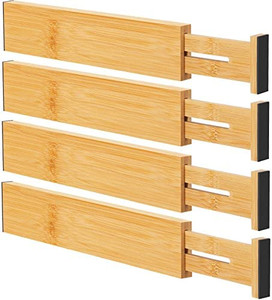 lot 7577 image: Ryqtop Bamboo Drawer Dividers Organizers
