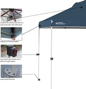 lot 5638 image: EzyFast Patented Umbrella Structure Instant Beach Canopy Shelter, Portable Straight Leg Pop Up Shade Tent with Wheeled Carry Bag (10x10, Blue)