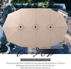 lot 5639 image: Sophia & William 15ft Patio Umbrella (Base Included), Extra Large Outdoor Double-sided Umbrella