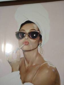 lot 5641 image: Visit the HAUS AND HUES Store 4.7 out of 5 stars673Reviews Haus and Hues Pink Framed Wall Art, Audrey Hepburn Wall Art Framed, Glam Wall Decor, Pink Pictures Wall Decor, Makeup Wall Decor, Celebrity Framed Art, Vogue Framed Art (Black, 12x16)