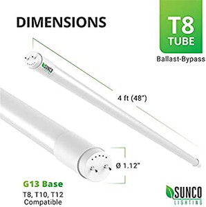 lot 5643 image: 10 Pack T8 LED 4FT Tube Light Bulbs Ballast Bypass Fluorescent Replacement, 5000K Daylight, 18W, Frosted Cover, Retrofit, Single Ended