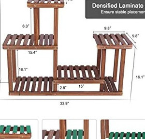 lot 5644 image: Wood Plant Stand Indoor Outdoor Multi Layer Flower Shelf Rack Higher and Lower Plant Holder in Garden Balcony Patio Living Room (4 Tiers )