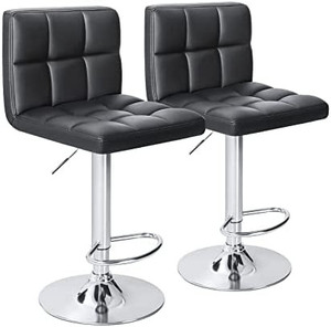 lot 5645 image: Barstools, Armless Hydraulic Kitchen Counter Bar Stool Synthetic Leather Extra Height Square Island Barstool