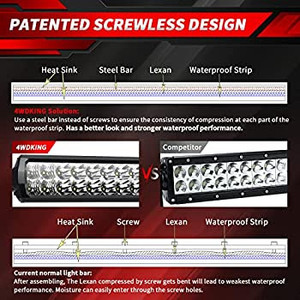 lot 5659 image: Light Bar 50 inch, 4WDKING Screwless Design Double Row Off Road Light Bar, IP69K Waterproof, Spot & Flood Combo Work Light for Ford F150 Tacoma Jeep Wrangler