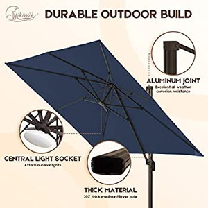 lot 5670 image: Series Cantilever Patio Umbrellas 8.2  8.2FT Square Outdoor Offset Umbrella wFade & UV Resistant Solution-dyed Fabric 5 Level 360 Rotation Aluminum
