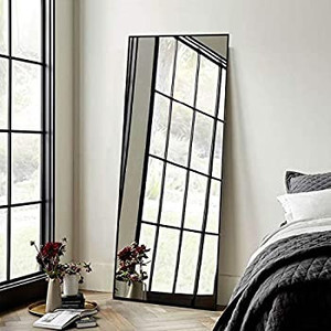 lot 5674 image: CASSILANDO Full Length Mirror 65 � 24, Floor Big Mirror,Standing Mirror, Against Wall for Bedroom,Dressing and Wall-Mounted Thin Frame Mirror (Black, 65x24)