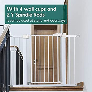 lot 5676 image: Babelio Baby Gate for Doorways and Stairs, 26-40 inches DogPuppy Gate, Easy Install, Pressure Mounted, No Drilling, fits for Narrow and Wide Doorways, Safety Gate wDoor for Child and Pets