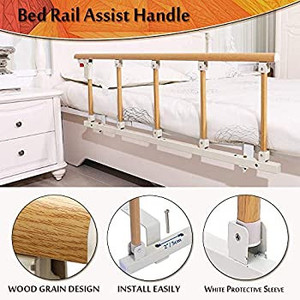 lot 5682 image: Assisting Guard Rails Bed Railing Cane Bedside Handle Slides Under Mattress Grab Bar for Bed Hospital Swing Down Handrail (47x18inch)