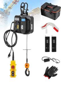 lot 10666 image: $$$ NEWTRY 1,100lb Electric Hoist Pro, Electric Winch 110v 120v, with 2 Wireless Remote Control, Cable Remote Control, Vertically & Horizontally