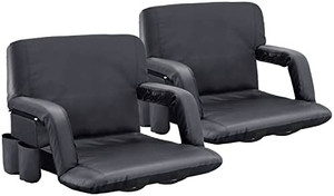 lot 10689 image: Sportneer Stadium Seats for Bleachers, 2 Pack Bleacher Seats with Back Support 6 Reclining Positions, Portable Stadium Chairs with Thick Padded Cushion Armrests for Basketball Soccer Sport Events