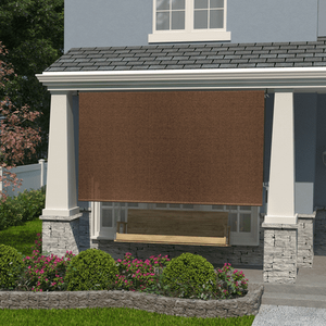 lot 10692 image: Coolaroo 4 x 6 Outdoor UV Blocking Cordless Solar Roller Shade Blind Mocha