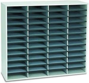 lot 10696 image: Mystery Product - Our Best Guess is Fellowes � Literature Organizer, 48 Compartments, 34 1116H x 38 14W x 11 78D, Dove Gray