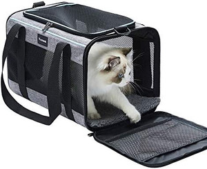 lot 20275 image: Pet Carrier with Wheels, LOOBANI Expandable Pet Carrier Airline Approved for Small Dogs & Cats Puppy Up to 14 LBS Airline Approved Dog Carrier, Cat Carrier Underseat Safe and Easy Travel Vet Visitarrier Underseat Safe and Easy Travel Vet Visit