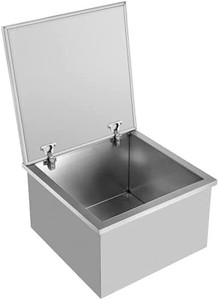 lot 20281 image: $$$ Drop in Ice Chest 20L x 20W x 13H Drop in Cooler Stainless Steel with Hinged Cover Bar Ice Bin 40.9 qt Drain-pipe and Drain Plug Included for Cold Wine Beer