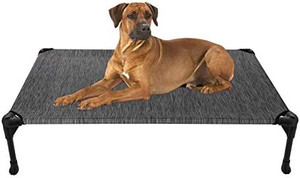 lot 20299 image: Veehoo Cooling Elevated Dog Bed, Portable Raised Pet Cot with Washable & Breathable Mesh, No-Slip Rubber Feet for Indoor & Outdoor Use