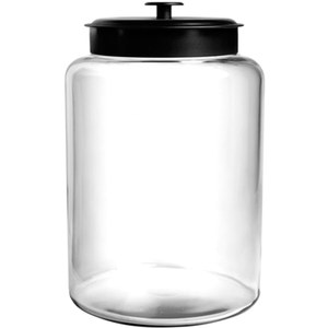 lot 20311 image: Anchor Hocking Montana Glass Jar with Fresh Sealed Lid, Black Metal, 2.5 Gallon