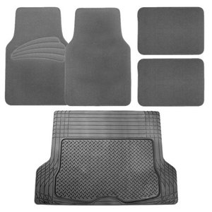 lot 20313 image: FH Group Gray Carpet Floor Mats with Gray Rubber Cargo Trunk Liner Mat for Sedan SUV VAN