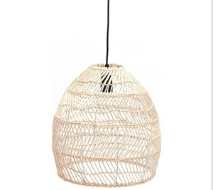 lot 30590 image: OUKANING 35Cm Vintage Rattan Lamp Pendant Light Woven Rattan Dome LED Hanging Lamp for Living Room Dining Room Kitchen Bedroom Use